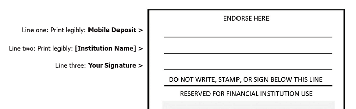 Endorsement area of a check.